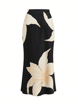 Pleated Top And Floral Print Skirt