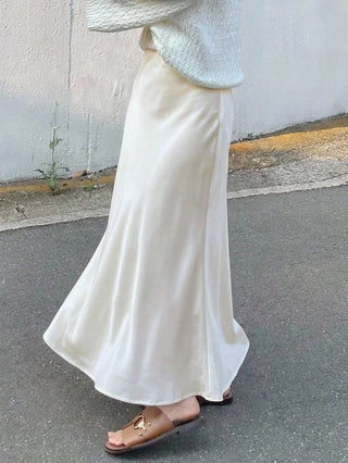 Solid Satin Fish Tail Long Skirt