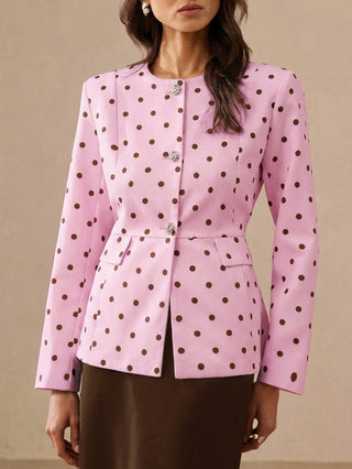Cinched Waist Long Sleeve Fitted Women Blazer