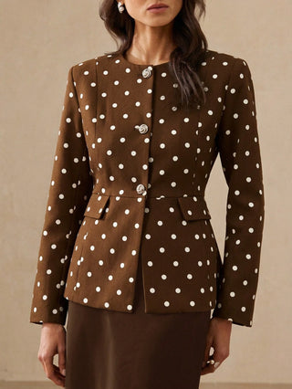 Cinched Waist Long Sleeve Fitted Women Blazer