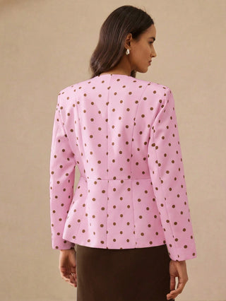 Cinched Waist Long Sleeve Fitted Women Blazer