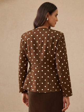 Cinched Waist Long Sleeve Fitted Women Blazer