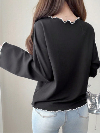 Polka Dot Loose Colorblock Short Sleeve T-Shirt