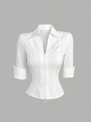 Short Sleeve V-Neck Blouse