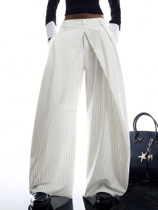 Pleated Pocket Wide Leg Loose Pants