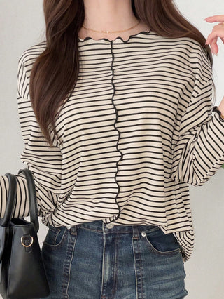 Polka Dot Loose Colorblock Short Sleeve T-Shirt