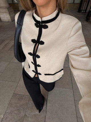 Jacket With Mandarin Collar And Frog Closures