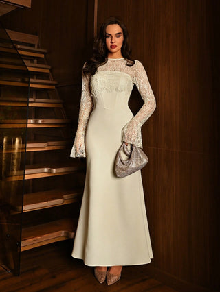 Lace Long Sleeve Gown Dress