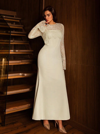 Lace Long Sleeve Gown Dress