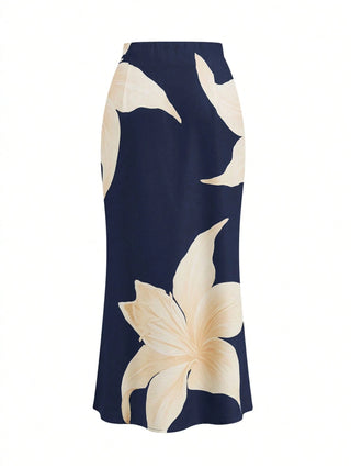 Pleated Top And Floral Print Skirt