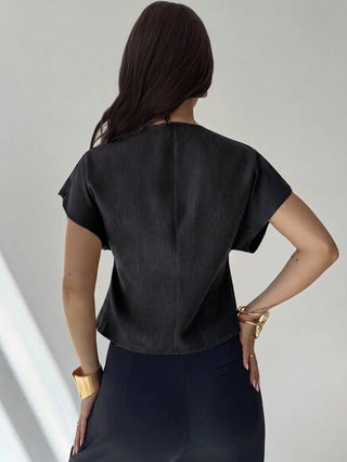 V-Neck Single-Breasted Asymmetric Hem Sleeveless Top