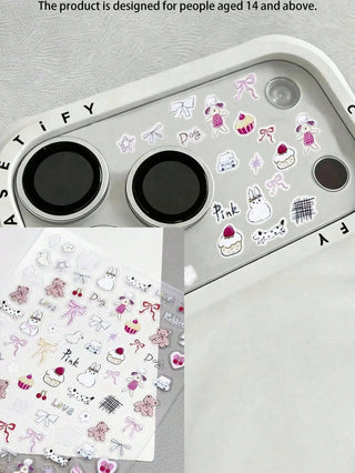 1pc Creative Bow Cake Heart Pattern Camera Lens Sticker