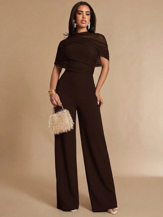 Pleated Wide Leg Elegant Jumpsuit