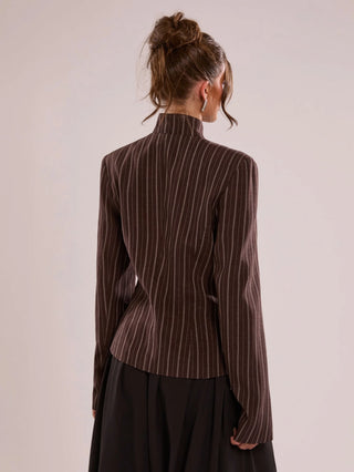 Wide Shoulder Cinched Waist Utility Pocket Decor Short Long Sleeve Blazer
