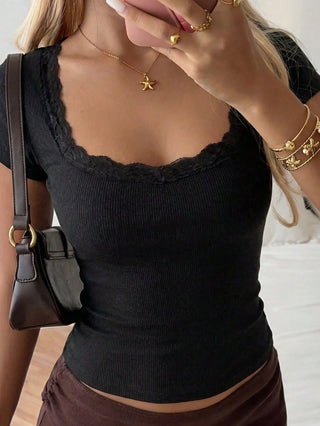 Square Neck Short Sleeve Top