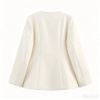 Round Neck Waist-Cinching Blazer