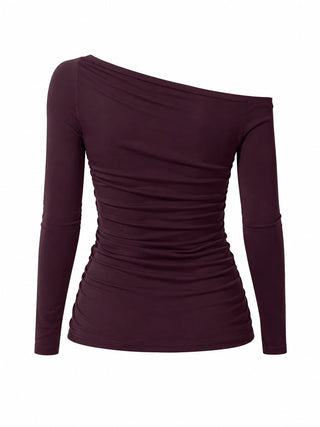 Asymmetric-Shoulder Long Sleeve T-Shirt