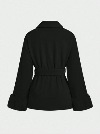Wool Blend Long Sleeve Coat