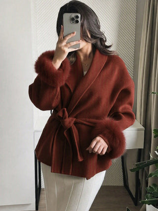 Wool Blend Long Sleeve Coat