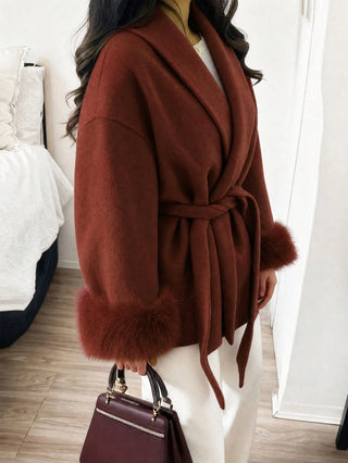 Wool Blend Long Sleeve Coat