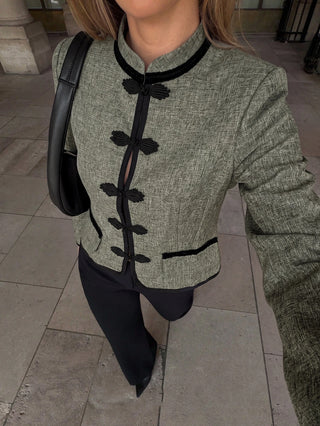 Jacket With Mandarin Collar And Frog Closures