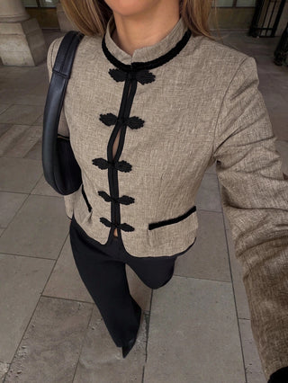 Jacket With Mandarin Collar And Frog Closures