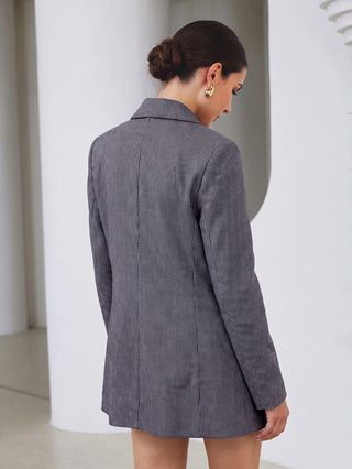 Plaid Double-Breasted Blazer Jacket