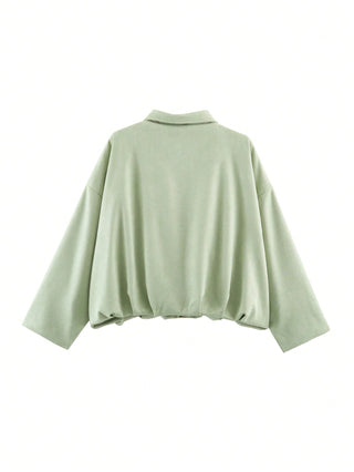 Solid Color Faux Suede Aviator Jacket