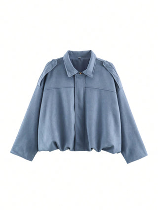 Solid Color Faux Suede Aviator Jacket