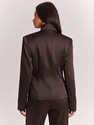Wide Shoulder Cinched Waist Utility Pocket Decor Short Long Sleeve Blazer