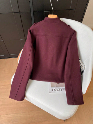 Collar Gold Button Short Wool Coat