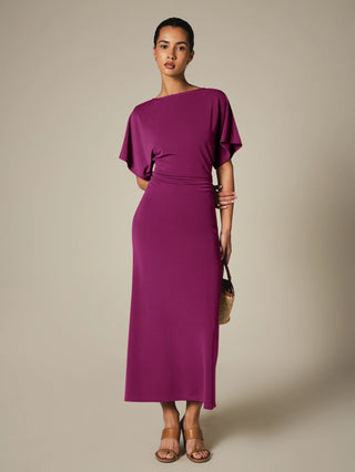 Midi Dress With Dolman Sleeves