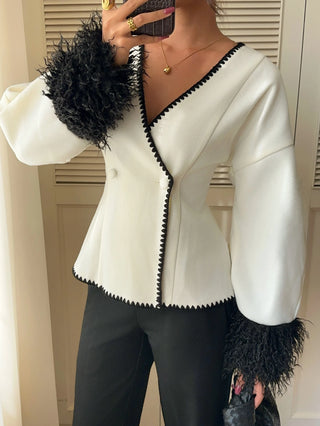 Embroidered Double breasted jacket