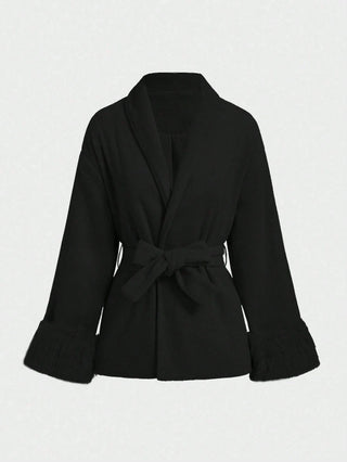 Wool Blend Long Sleeve Coat
