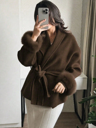 Wool Blend Long Sleeve Coat
