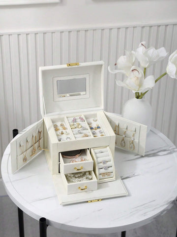 1PC Luxury PU Leather Drawer Jewelry Boxes