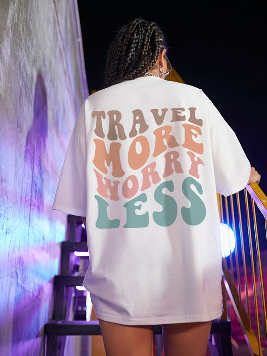 EZwear Slogan Graphic Drop Shoulder Oversized Tee