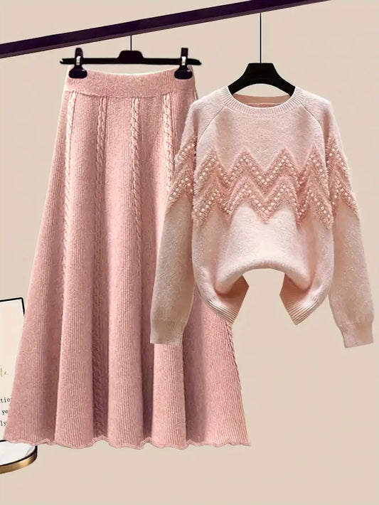 Elegant Women's Sweater & Skirt Set