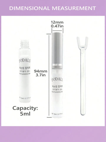 1 PC 5ml Waterproof Super Strong Hold False Eyelash Adhesive with Gentle Formula and Brush Tip Applicator -