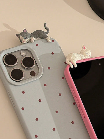 1pc GUCADI Blue Polka Dot + 3D Cute Lying Cat Soft Case