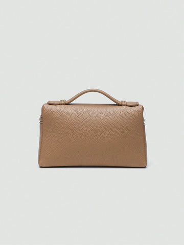 1pc Solid Color Litchi Grain PU Square Crossbody Bag