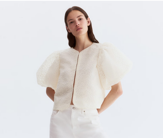 Balloon-sleeved blouse