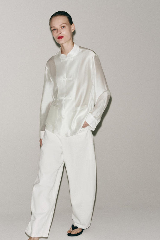 ZW COLLECTION SATIN SHIRT WITH FROG FASTENING
