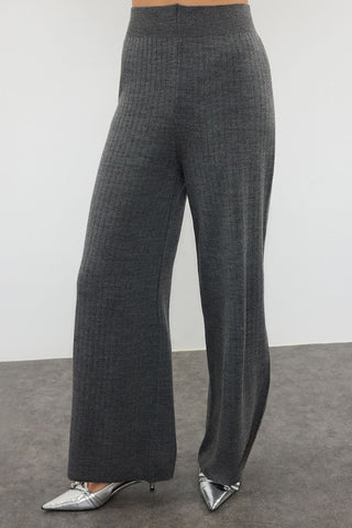 Anthracite Knitwear Crop Top and Trousers Set