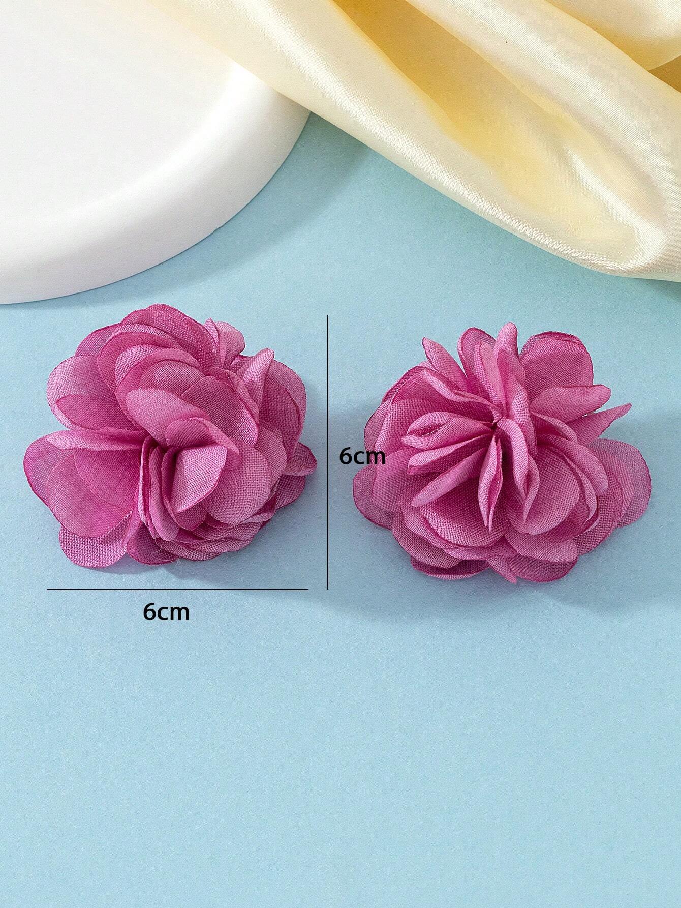 1pair Fashionable Vintage Cloth 3d Burnt Edge Rose Stud Earrings