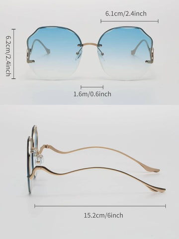 1pair Simple Rimless Sunglasses Travel Accessories