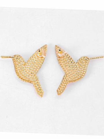 1pair Small Bird Shaped Rhinestone Earrings For Women, Cute Animal Design Fun Earrings