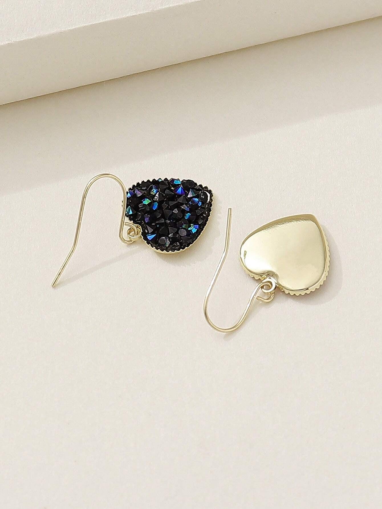 1pair Stylish & Trendy Europe Style Sweetheart & Rhinestone Decor Dangle Earrings