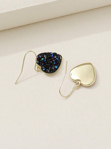 1pair Stylish & Trendy Europe Style Sweetheart & Rhinestone Decor Dangle Earrings