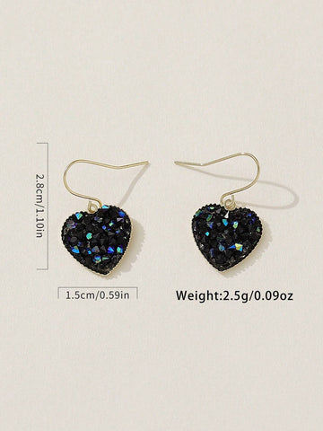 1pair Stylish & Trendy Europe Style Sweetheart & Rhinestone Decor Dangle Earrings